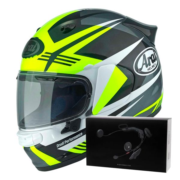 Casque Integral Arai Quantic Mark Yellow White Black + Kit bluetooth ACS10 Casque Integral Arai Quantic Mark Yellow White Black + Kit bluetooth ACS10