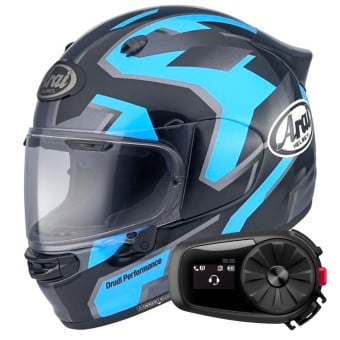 Casque Integral Arai Quantic Robotic Blue + Kit Bluetooth 5S Solo