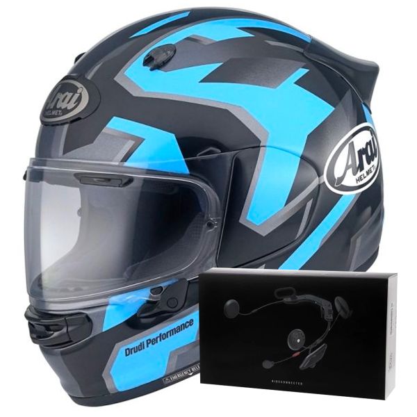 Casque Integral Arai Quantic Robotic Blue + Kit bluetooth ACS10