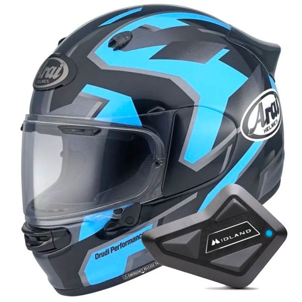 Casque Integral Arai Quantic Robotic Blue + Kit Bluetooth BT Mini