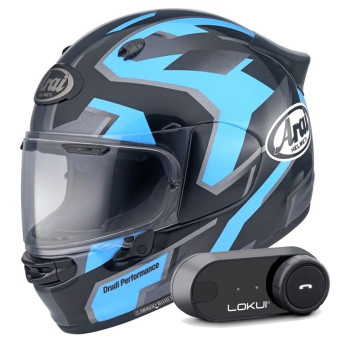 Casque Integral Arai Quantic Robotic Blue + Kit Bluetooth Lokui K30