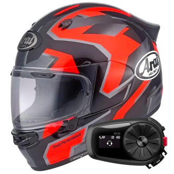 Casque Integral Arai Quantic Robotic Red + Kit Bluetooth 5S Solo
