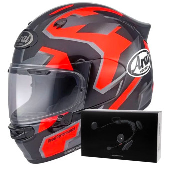 Casque Integral Arai Quantic Robotic Red + Kit bluetooth ACS10