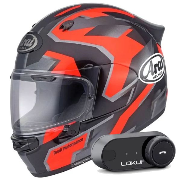 Casque Integral Arai Quantic Robotic Red + Kit Bluetooth Lokui K30
