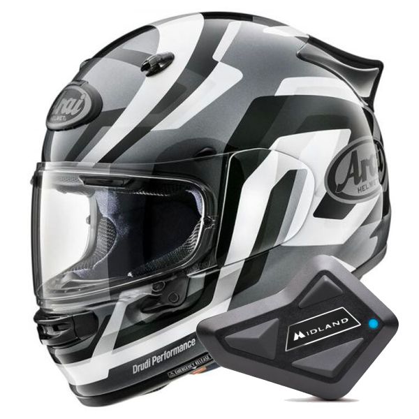 Casque Integral Arai Quantic Snake White + Kit Bluetooth BT Mini