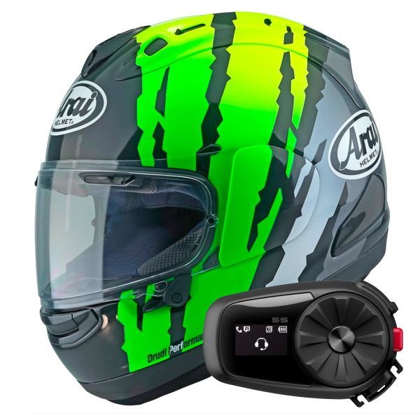Casque Integral Arai RX-7V Evo Blade Yellow Green Black + Kit Bluetooth 5S Solo Casque Integral Arai RX-7V Evo Blade Yellow Green Black + Kit Bluetooth 5S Solo
