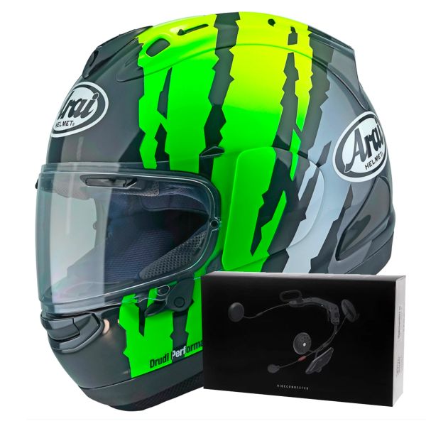Casque Integral Arai RX-7V Evo Blade Yellow Green Black + Kit bluetooth ACS10 Casque Integral Arai RX-7V Evo Blade Yellow Green Black + Kit bluetooth ACS10