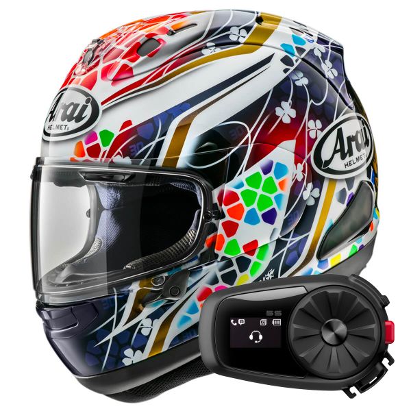 Casque Integral Arai RX-7V Evo Nakagami GP2 + Kit Bluetooth 5S Solo Casque Integral Arai RX-7V Evo Nakagami GP2 + Kit Bluetooth 5S Solo