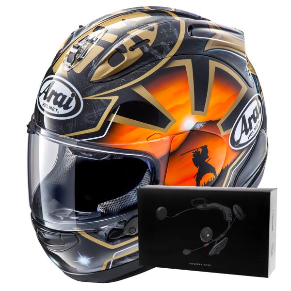 Casque Integral Arai RX-7V Evo Pedrosa Spirit Gold + Kit bluetooth ACS10