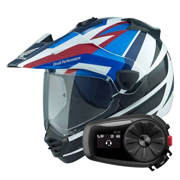 Casque Integral Arai Tour-X5 Africa Twin Blue White Black + Kit Bluetooth 5S Solo