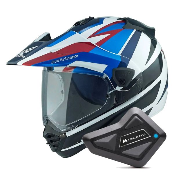 Casque Integral Arai Tour-X5 Africa Twin Blue White Black + Kit Bluetooth BT Mini