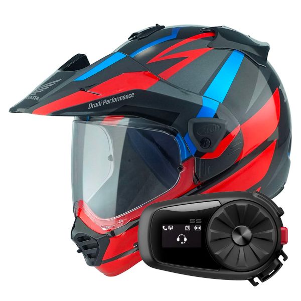 Casque Integral Arai Tour-X5 Africa Twin Red Black Blue + Kit Bluetooth 5S Solo