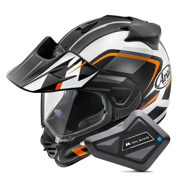 Casque Integral Arai Tour-X5 Discovery Orange Black White + Kit Bluetooth BT Mini
