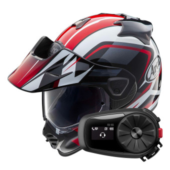 Casque Integral Arai Tour-X5 Discovery White Red Black + Kit Bluetooth 5S Solo