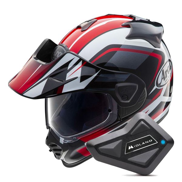 Casque Integral Arai Tour-X5 Discovery White Red Black + Kit Bluetooth BT Mini