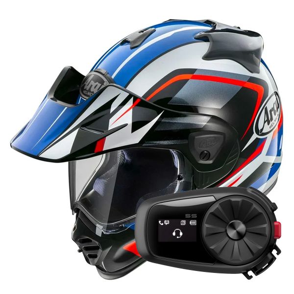 Casque Integral Arai Tour-X5 Discovery White Red Blue + Kit Bluetooth 5S Solo Casque Integral Arai Tour-X5 Discovery White Red Blue + Kit Bluetooth 5S Solo