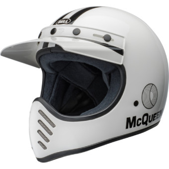 Casque Integral Bell Moto-3 Steve Mcqueen Stripes White Black