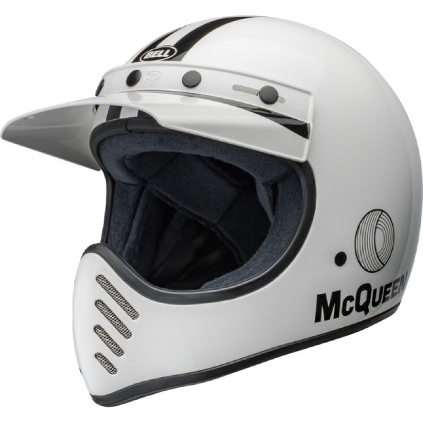 Casque Integral Bell Moto-3 Steve Mcqueen Stripes White Black