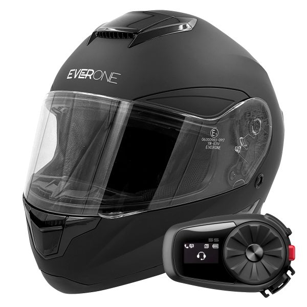 Casque Integral Everone X92RS Matt Black + Kit Bluetooth 5S Solo