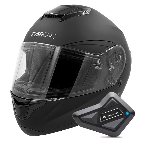Casque Integral Everone X92RS Matt Black + Kit Bluetooth BT Mini