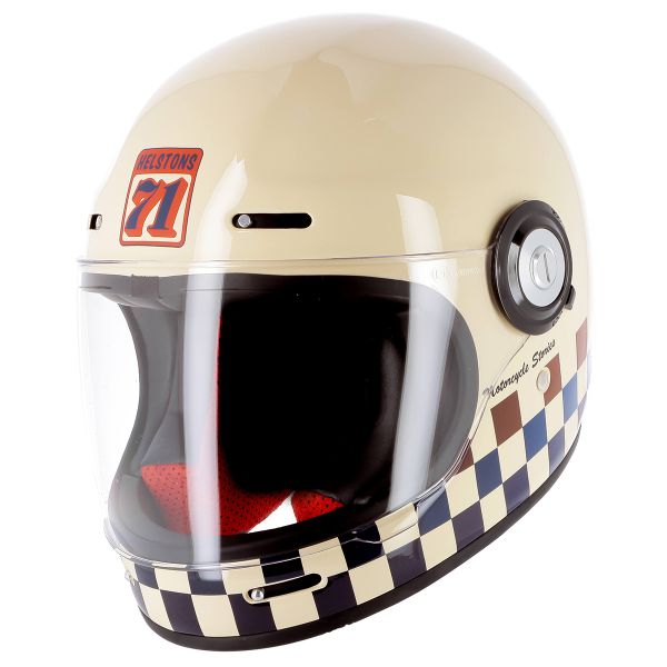 Casque Integral Helstons Course Beige Blue Red