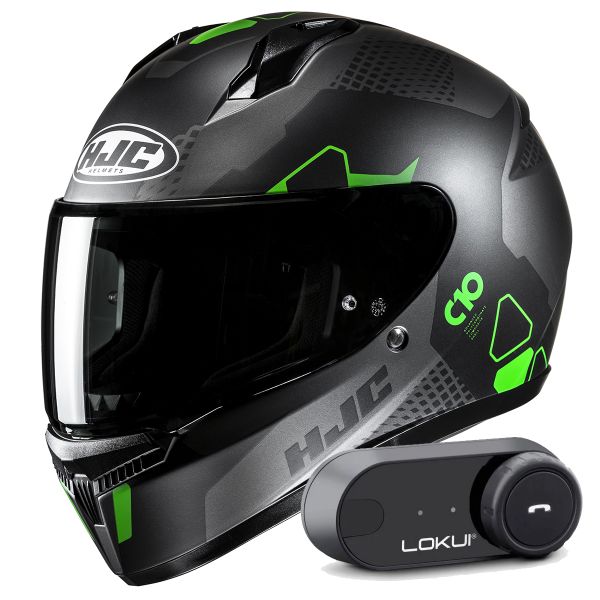 Casque Integral HJC C10 Aspa MC4SF + Kit Bluetooth Lokui K30