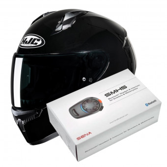 Casque Integral HJC C10 Black + Kit Bluetooth SMH5 Solo