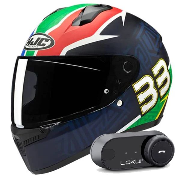 Casque Integral HJC C10 Brad Binder 33 + Kit Bluetooth Lokui K30