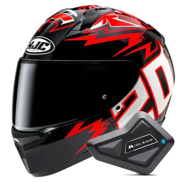 Casque Integral HJC C10 Diablo Mask Quartararo + Kit Bluetooth BT Mini Casque Integral HJC C10 Diablo Mask Quartararo + Kit Bluetooth BT Mini