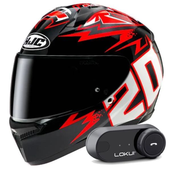 Casque Integral HJC C10 Diablo Mask Quartararo + Kit Bluetooth Lokui K30 Casque Integral HJC C10 Diablo Mask Quartararo + Kit Bluetooth Lokui K30