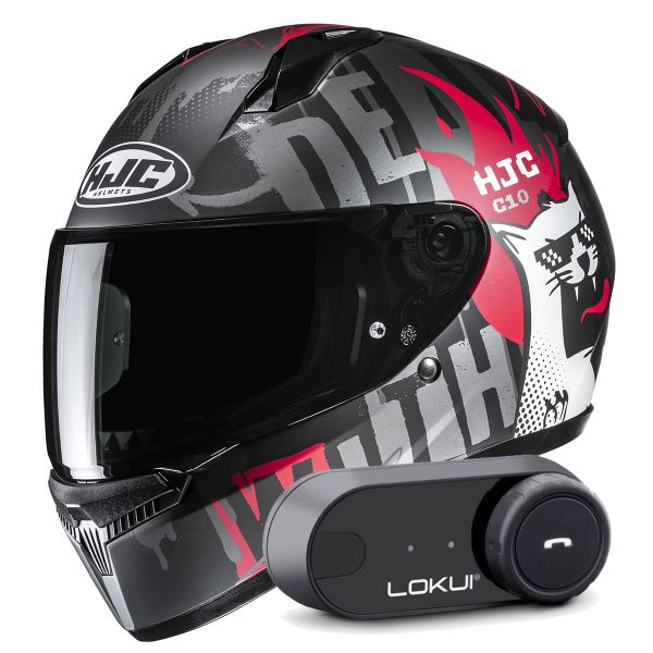 Casque Integral HJC C10 Fop MC1SF + Kit Bluetooth Lokui K30