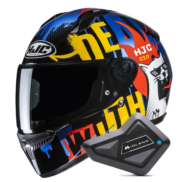 Casque Integral HJC C10 Fop MC23 + Kit Bluetooth BT Mini Casque Integral HJC C10 Fop MC23 + Kit Bluetooth BT Mini