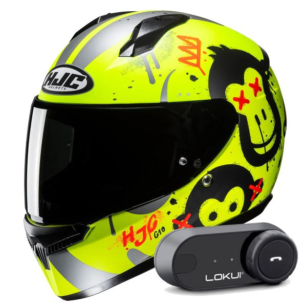Casque Integral HJC C10 Geti MC3HSF + Kit Bluetooth Lokui K30