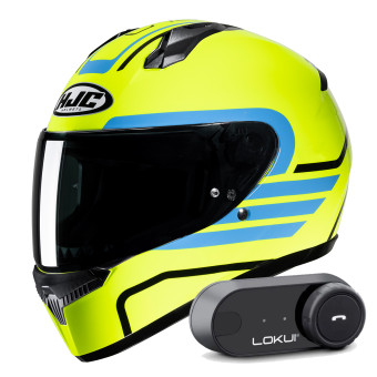 Casque Integral HJC C10 Lito MC3H + Kit Bluetooth Lokui K30