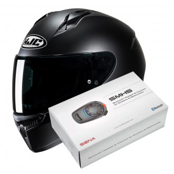 Casque Integral HJC C10 Semi Flat Black + Kit Bluetooth SMH5 Solo