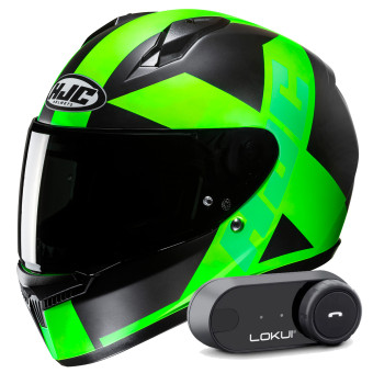 Casque Integral HJC C10 Tez MC4HSF + Kit Bluetooth Lokui K30