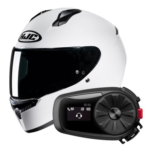 Casque Integral HJC C10 White + Kit Bluetooth 5S