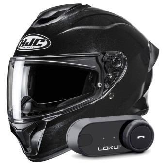 Casque Integral HJC C71 Metal Black + Kit Bluetooth Lokui K30