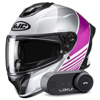 Casque Integral HJC C71 Morix MC8 + Kit Bluetooth Lokui K30