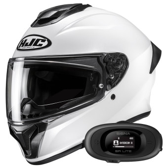 Casque Integral HJC C71 Pearl White + Kit bluetooth 5R Lite Solo