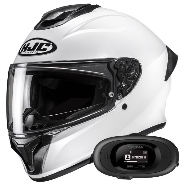 Casque Integral HJC C71 Pearl White + Kit bluetooth 5R Lite Solo Casque Integral HJC C71 Pearl White + Kit bluetooth 5R Lite Solo