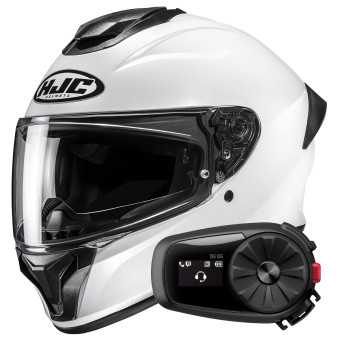 Casque Integral HJC C71 Pearl White + Kit Bluetooth 5S Solo