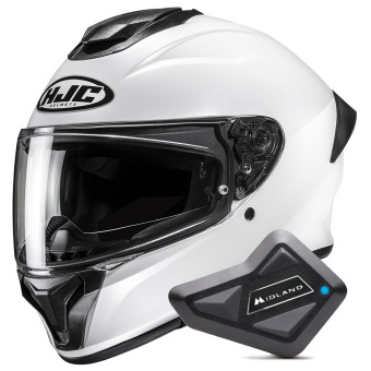 Casque Integral HJC C71 Pearl White + Kit Bluetooth BT Mini