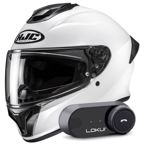 Casque Integral HJC C71 Pearl White + Kit Bluetooth Lokui K30 Casque Integral HJC C71 Pearl White + Kit Bluetooth Lokui K30