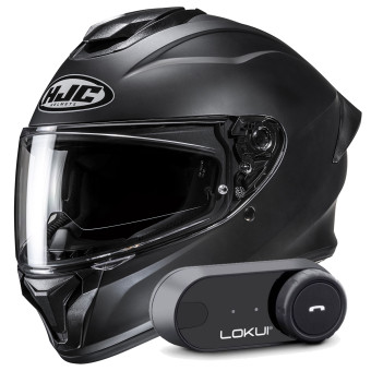 Casque Integral HJC C71 Semi Flat Black + Kit Bluetooth Lokui K30