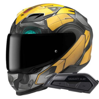 Casque Integral HJC F71 Bumblebee Hasbro MC3SF + Kit Bluetooth Smart 21B Flat Black