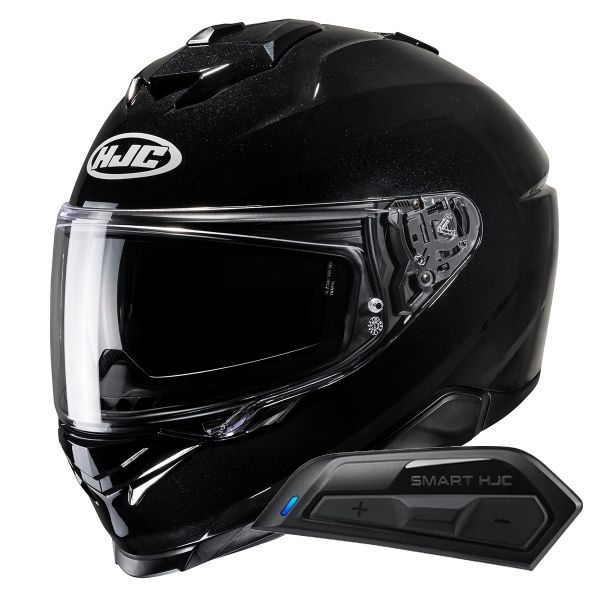 Casque Integral HJC i71 Metal Black + Kit Bluetooth Smart 11B