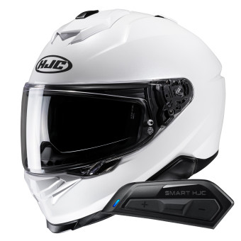 Casque Integral HJC i71 Pearl White + Kit Bluetooth Smart 11B