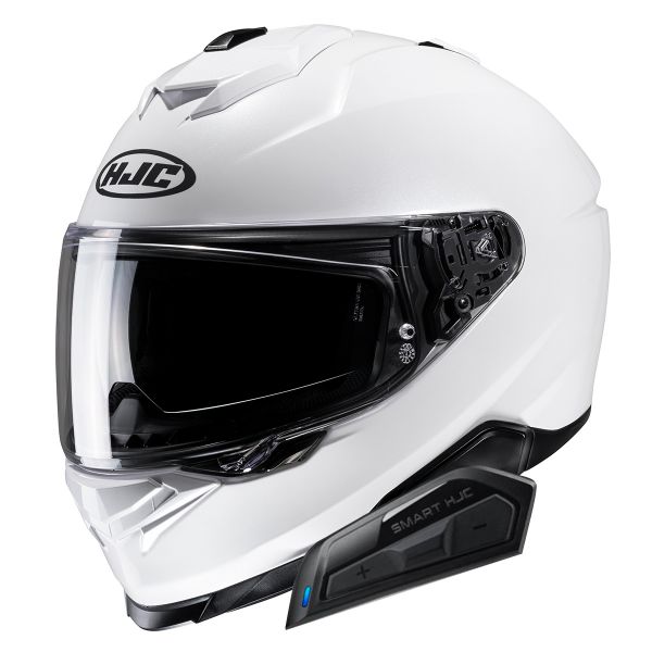 Casque Integral HJC i71 Pearl White + Kit Bluetooth Smart 21B