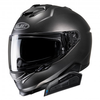 Casque Integral HJC i71 Semi Flat Titanium + Kit Bluetooth Smart 21B